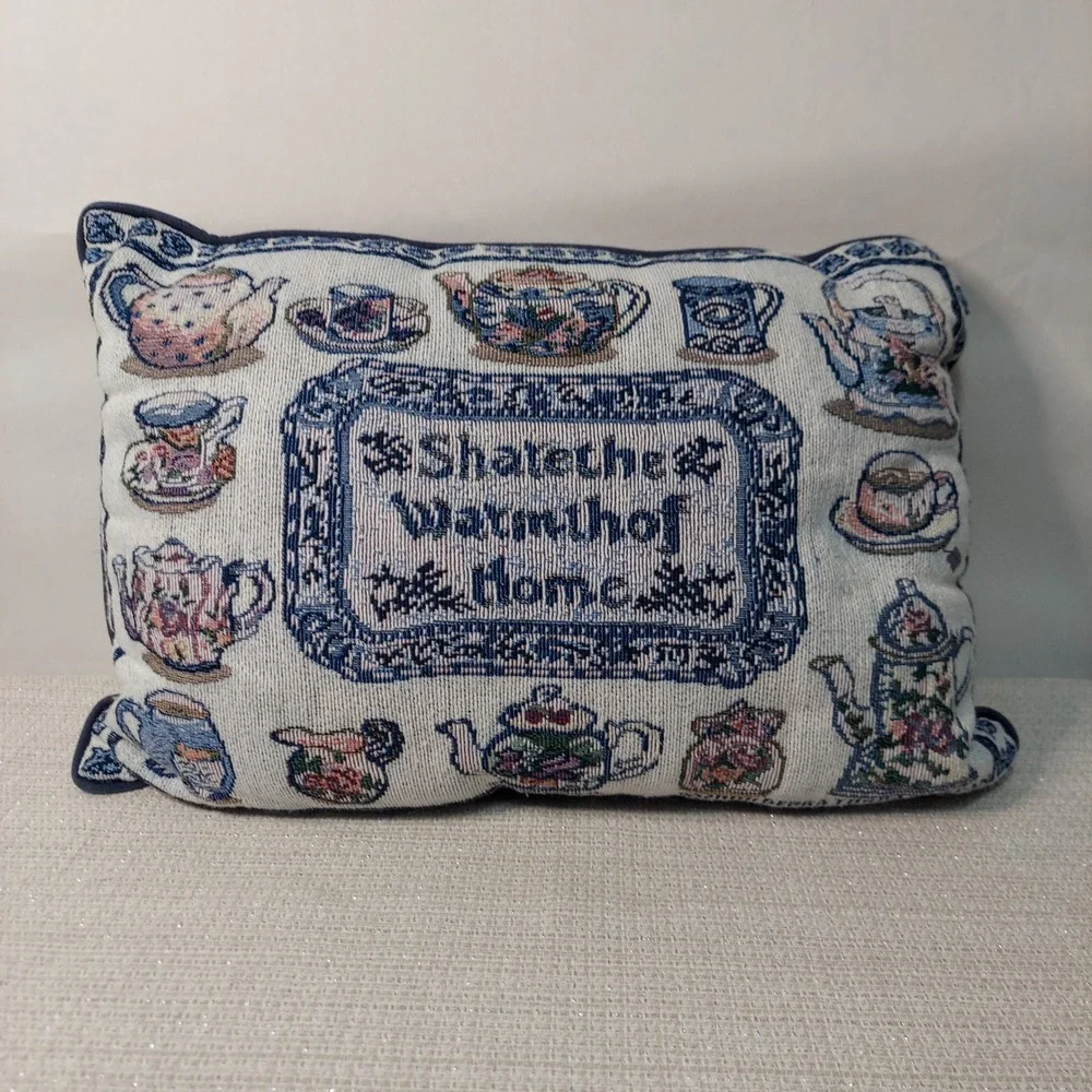Vintage 2000 Debra Jordan Bryan Tapestry Teapot Share the Warmth of Home Pillow